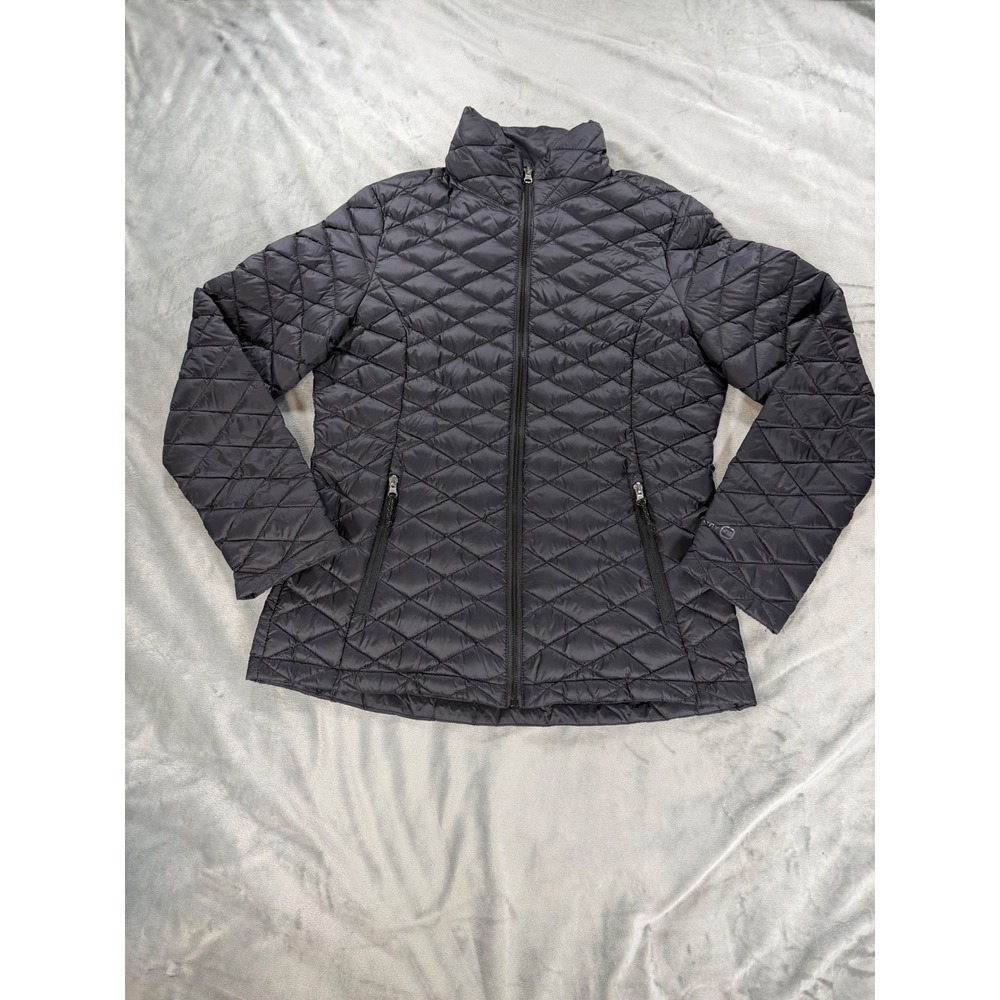 Free Country Women's Black Quilted Jacket Down Coat Full Zip Inside Pockets Med